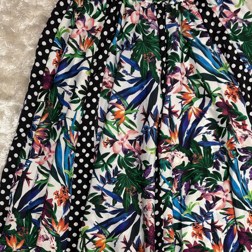 Tropical Floral A-Line Pleated Flowy Vacation Maxi Circle Skirt,Small, Like new - Picture 8 of 8